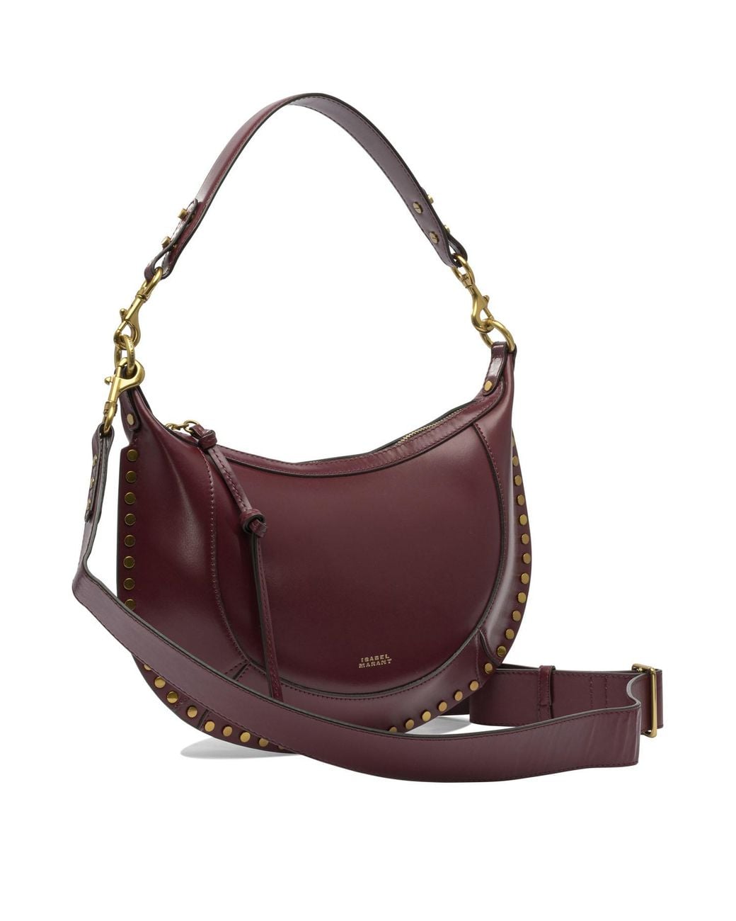 Isabel Marant Purple Bordeaux Calf Leather Polyamide Polyurethane Medium Shoulder Bag
