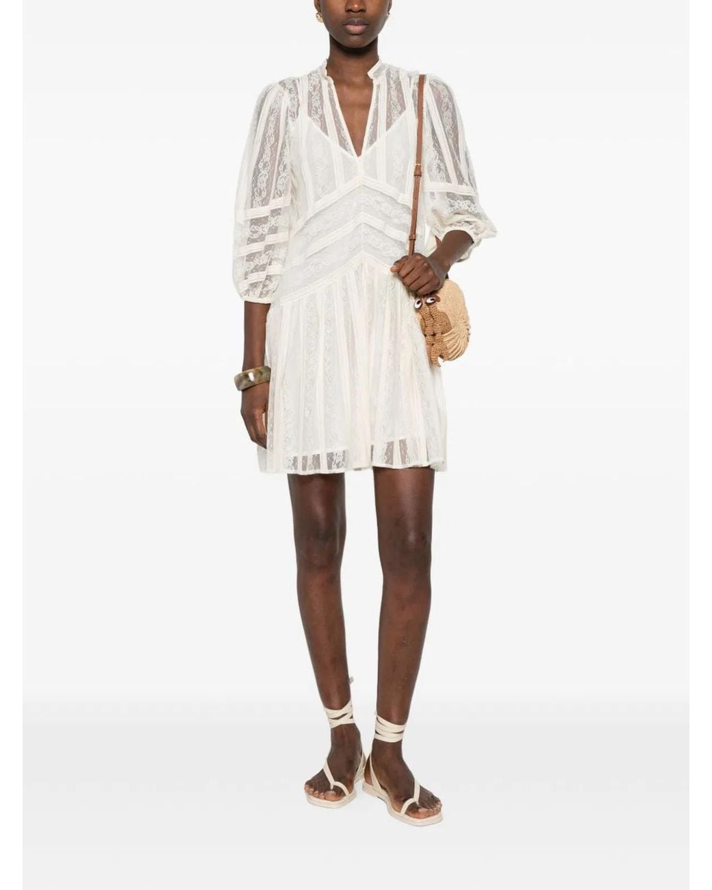 Twinset White Mother Of Pearl Silk Dress