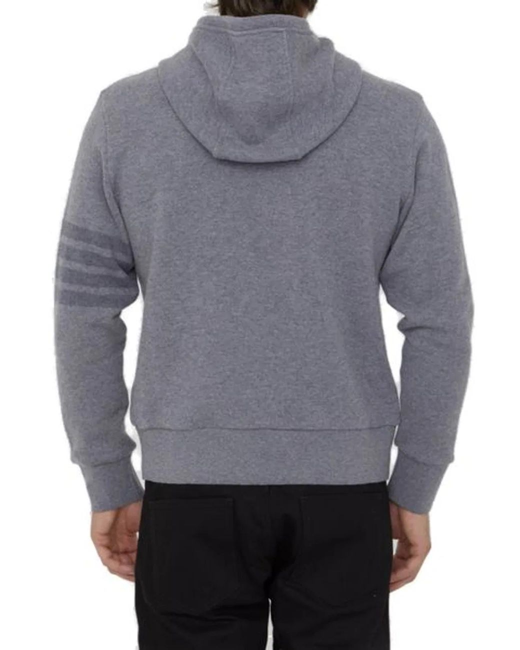Thom Browne Gray Tricolor Knit Hoodie For for men