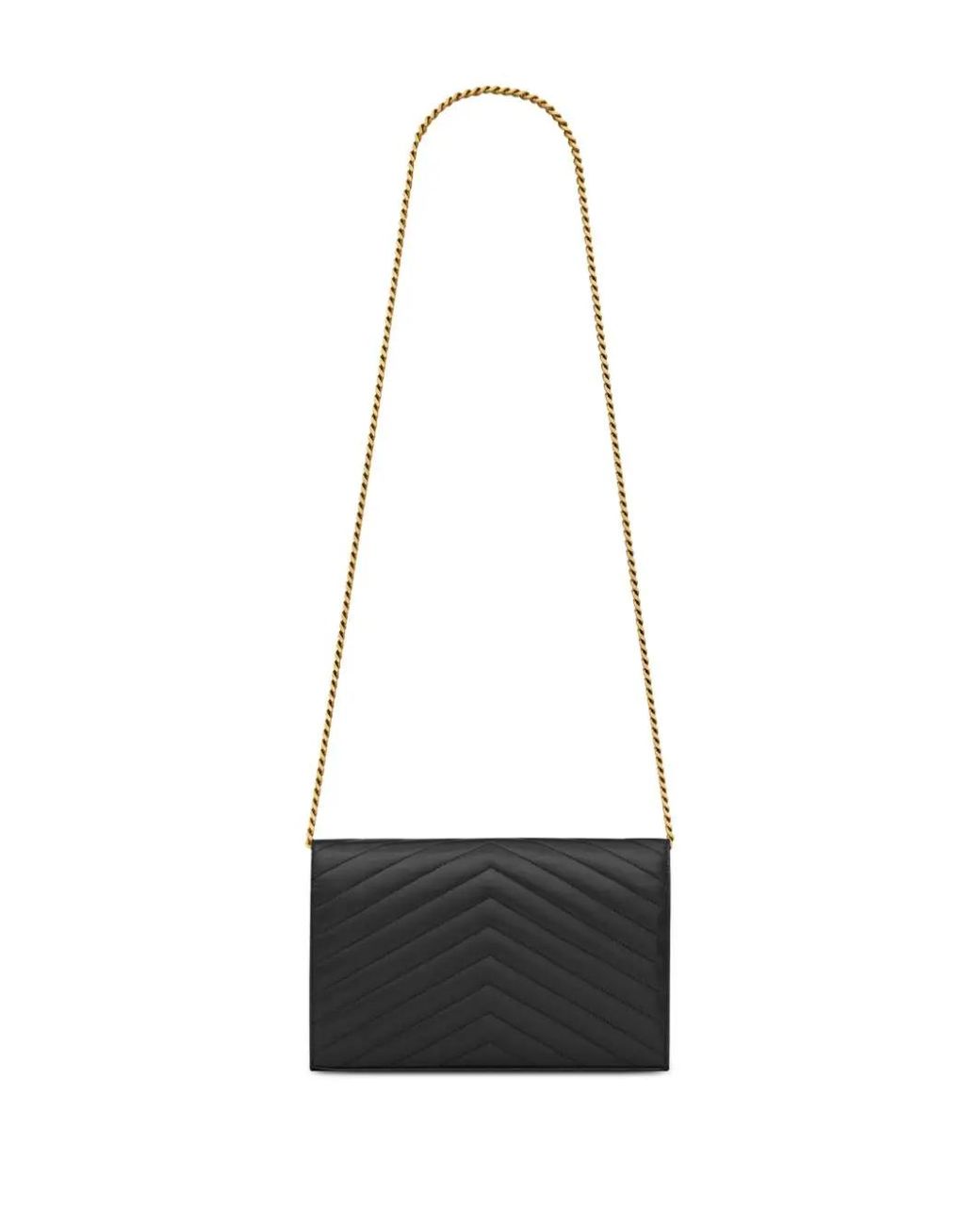 Saint Laurent White Cassandre Chain Wallet