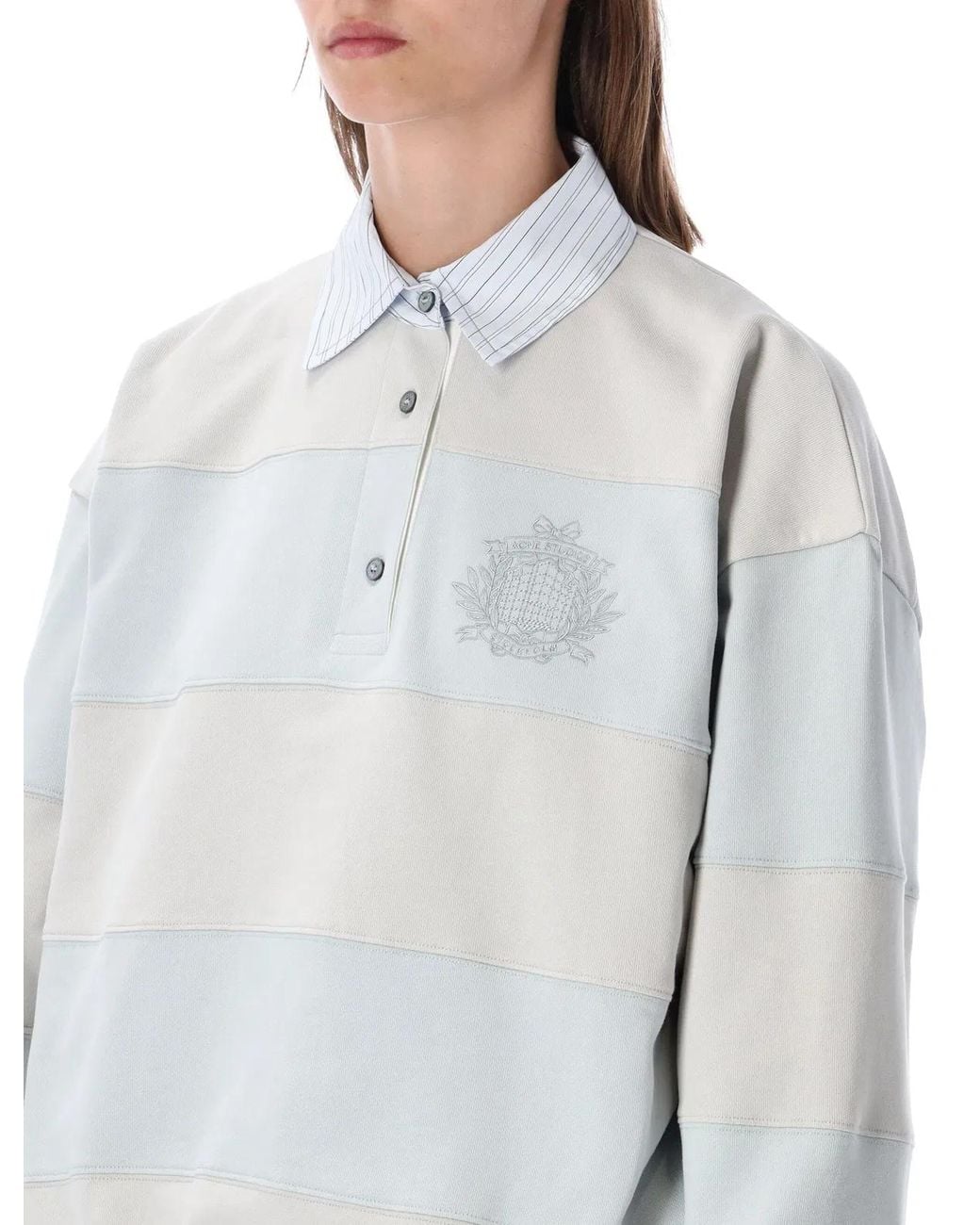 Acne Gray Cotton Polo Shirt