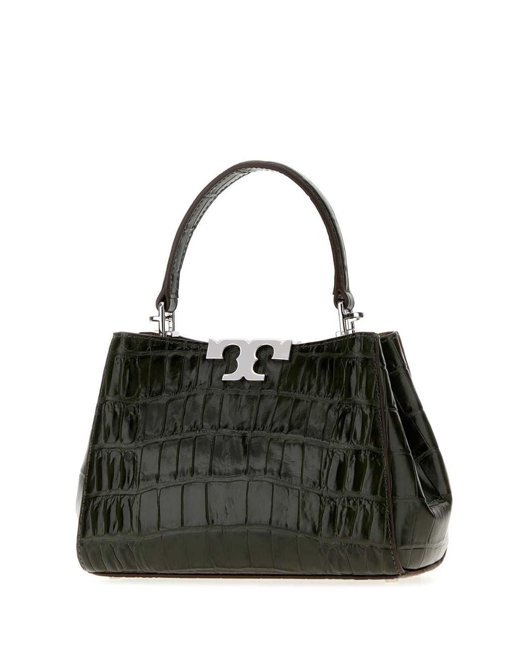 Tory Burch Black Eleanor Embossed Croc Mini Satchel