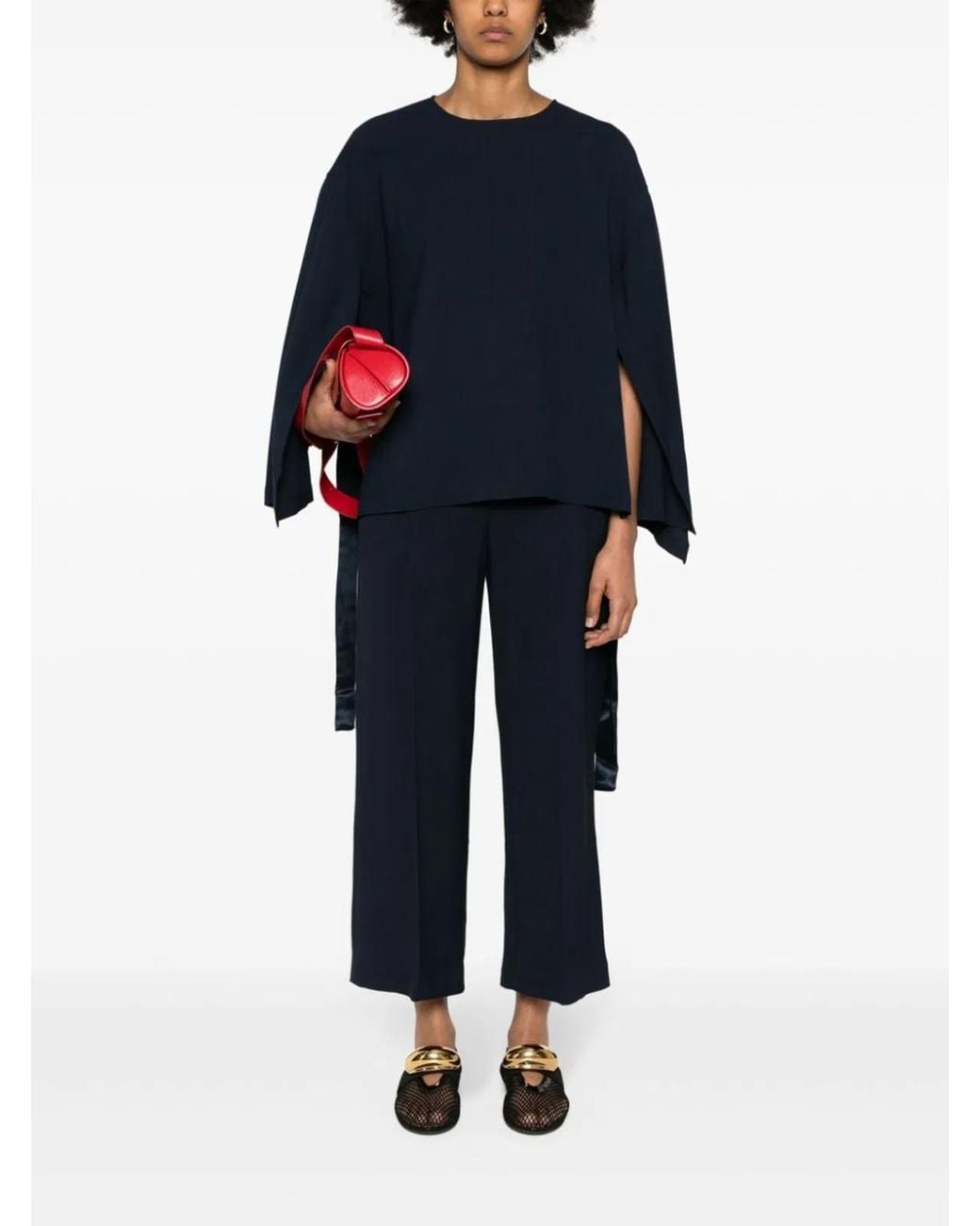 Erika Cavallini Semi Couture Black Cady Texture Blouse