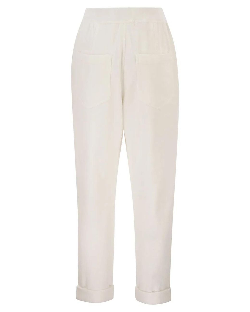 Brunello Cucinelli White Stretch Cotton Gabardine Jogging Trousers
