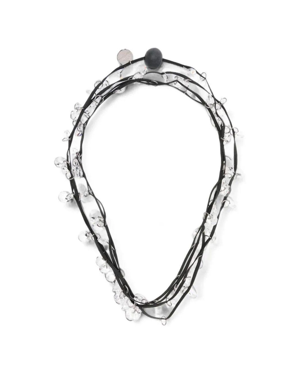 Maria Calderara Metallic Clear Crystal Long Necklaces