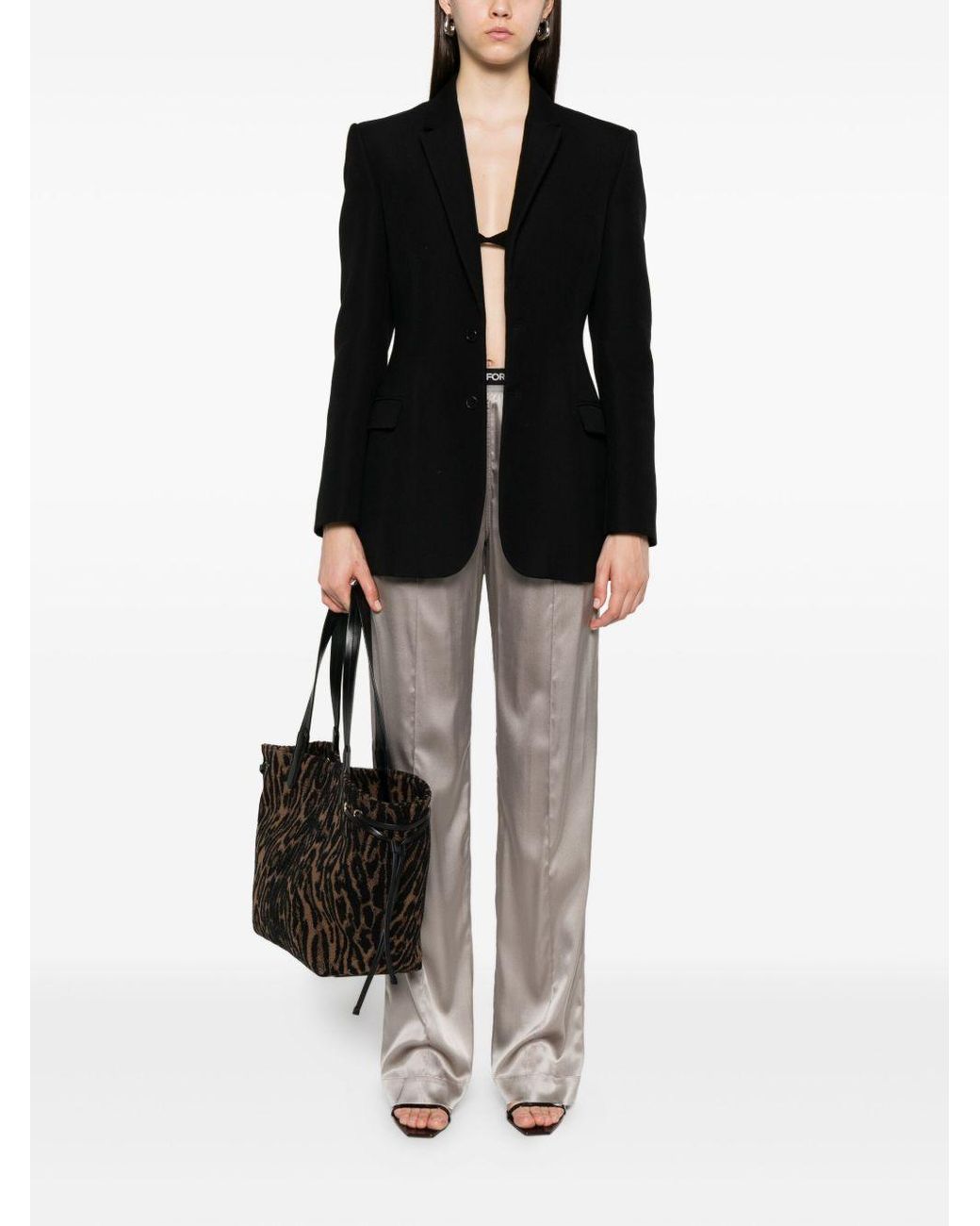 Tom Ford White Wide-Leg Trousers With Satin Finish