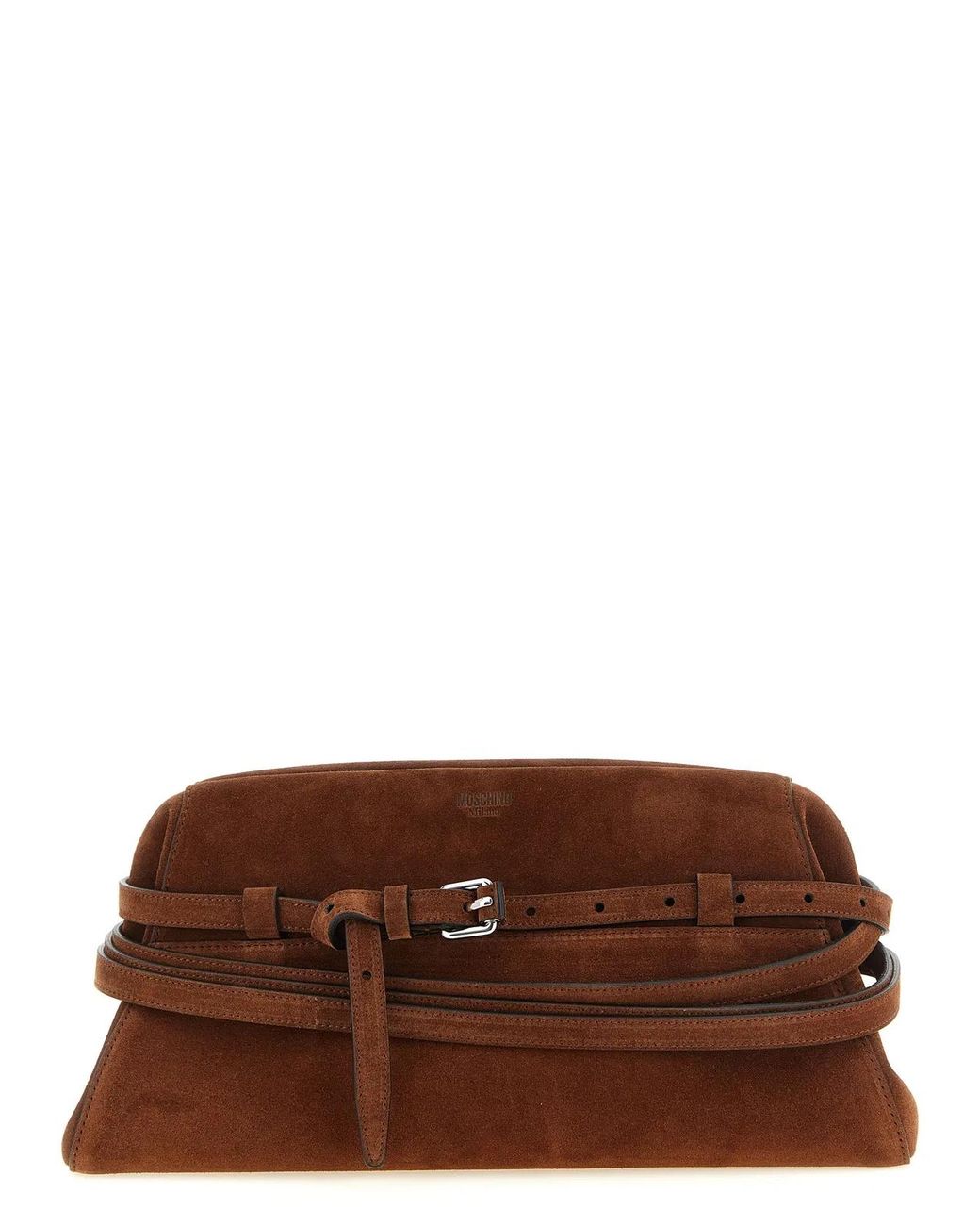 Moschino Brown 'Tie Me' Big Clutch