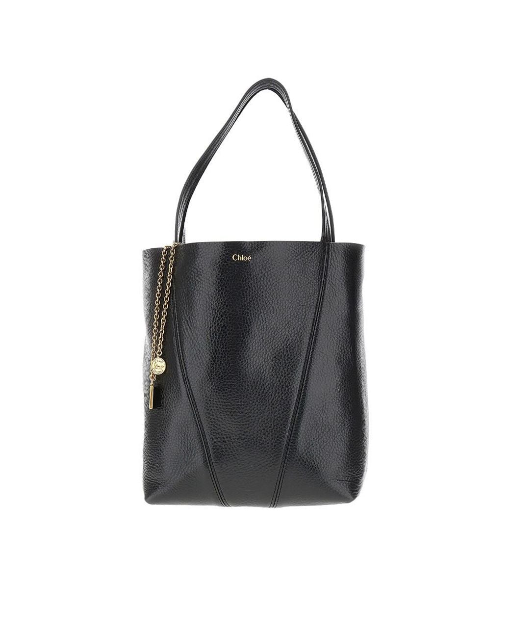 Chloé Black Grained Leather Medium Spin Bag