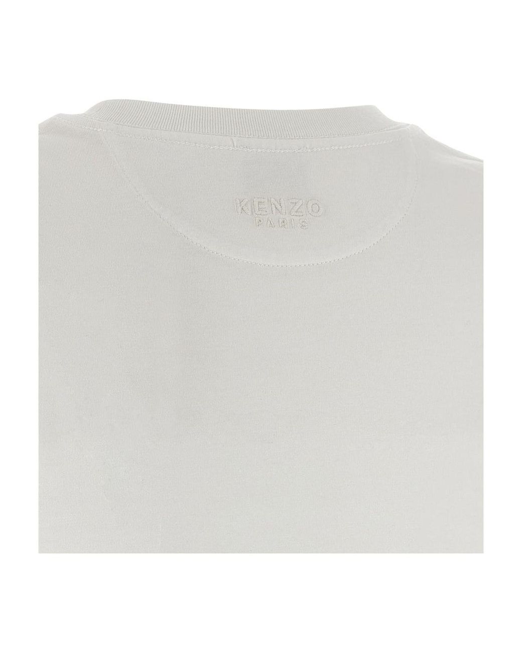 KENZO White Cotton T-Shirt With The Embroidered “Wild Tiger”
