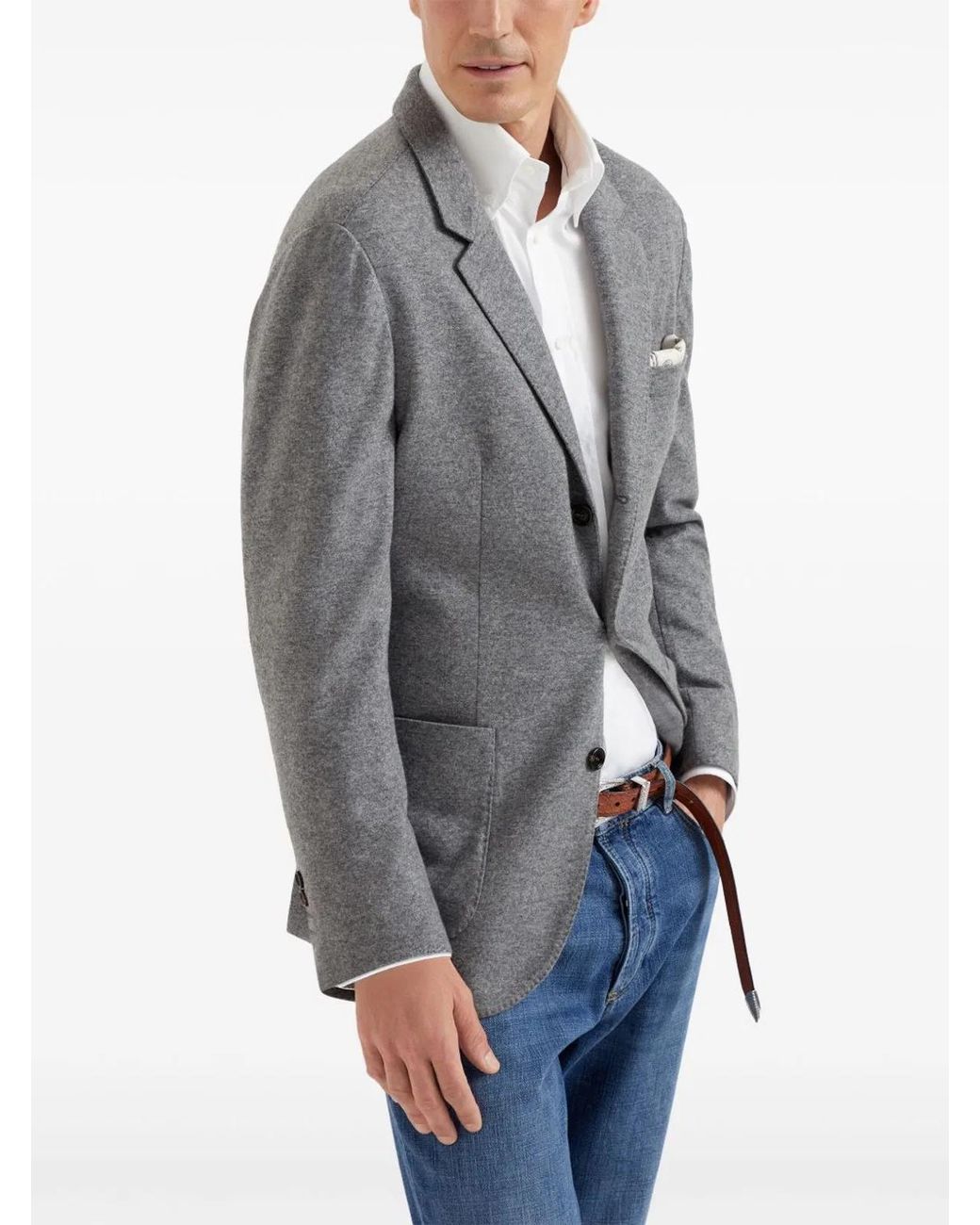 Brunello Cucinelli Black Cashmere Jersey Blazer With Patch Pockets for men