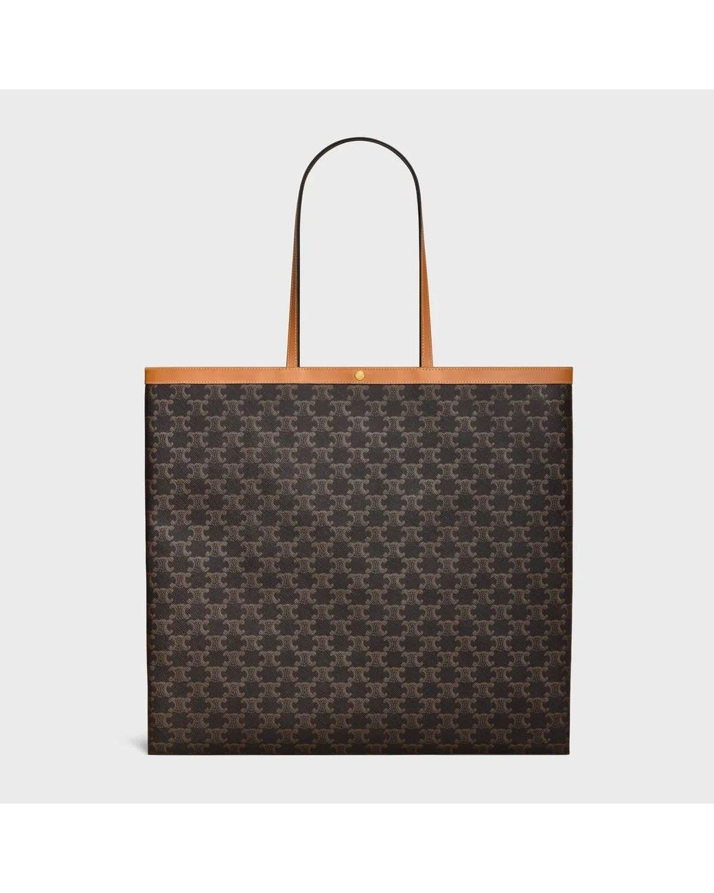 Céline Black Sac Cabas Large Flat Shopper Triomphe Canvas Miel Shoulder Bags
