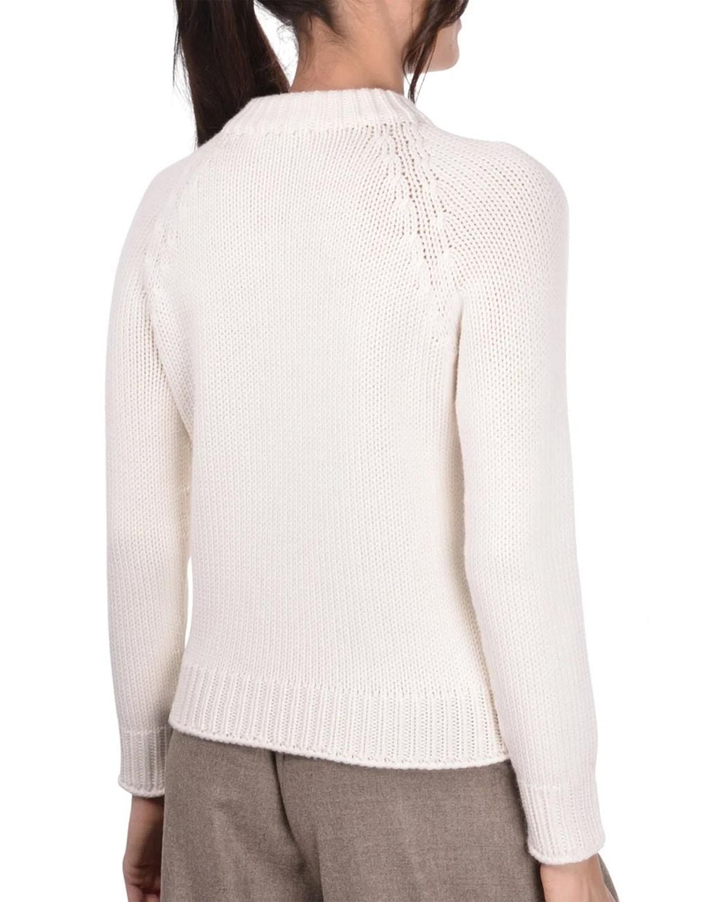 Gran Sasso White Wool Crew Neck Sweater