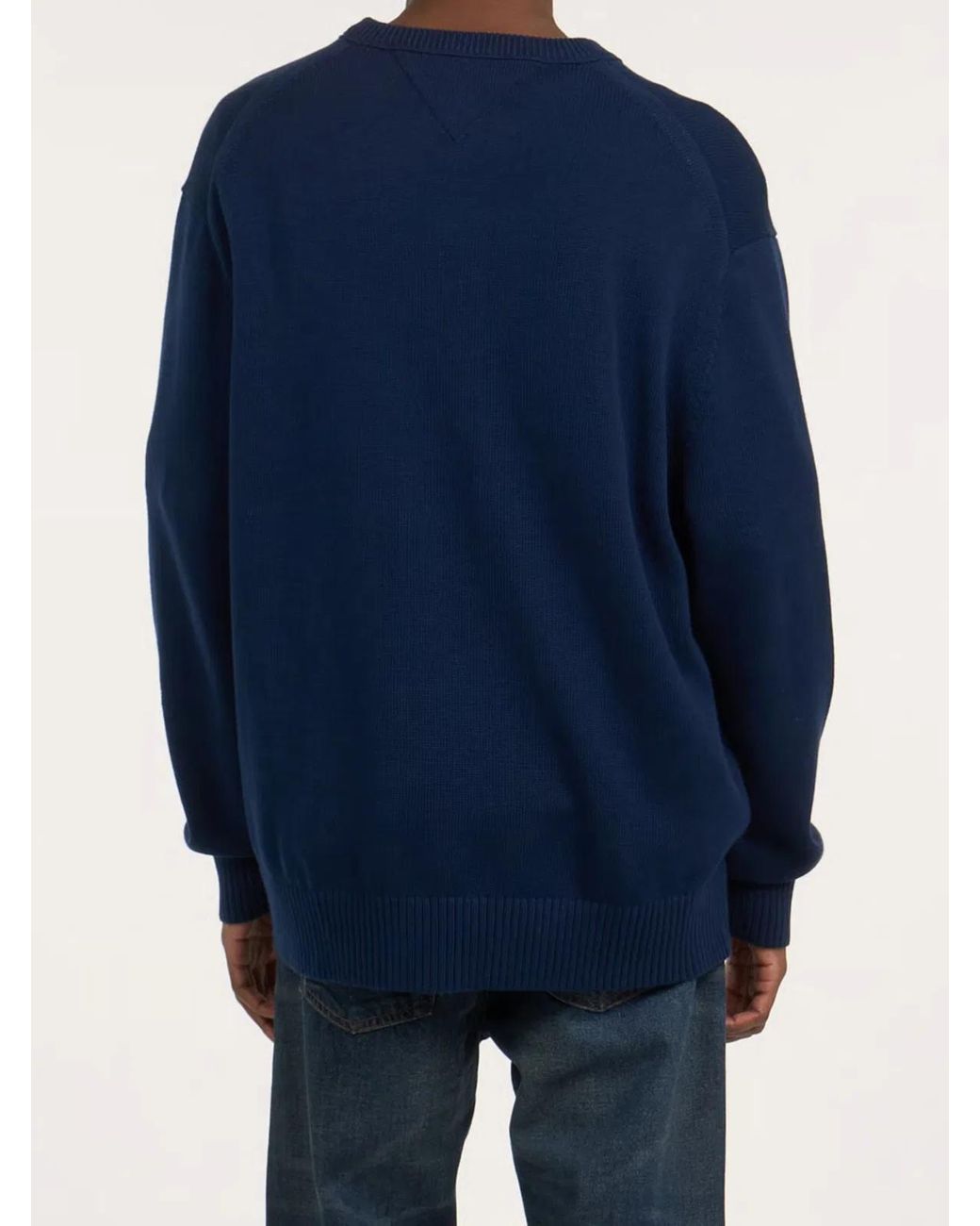 Tommy Hilfiger Blue Classic Fit Crew Neck Sweater With Bold Graphic Design for men