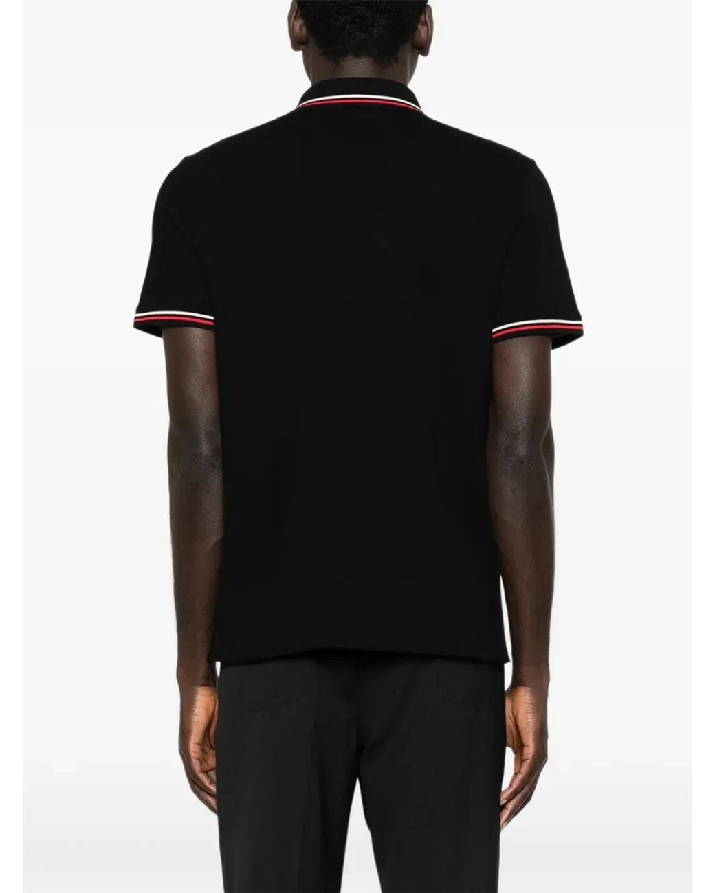 Valentino Garavani Black Cotton Piquet Polo Shirt With Vlogo Patch for men
