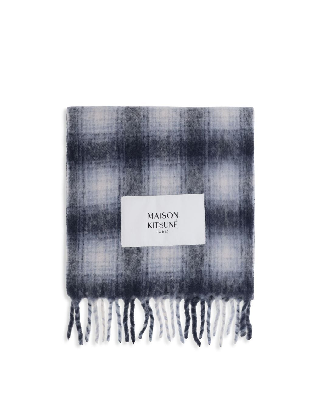 Maison Kitsuné Blue Maison Kitsuné Checked Alpaca Scarf