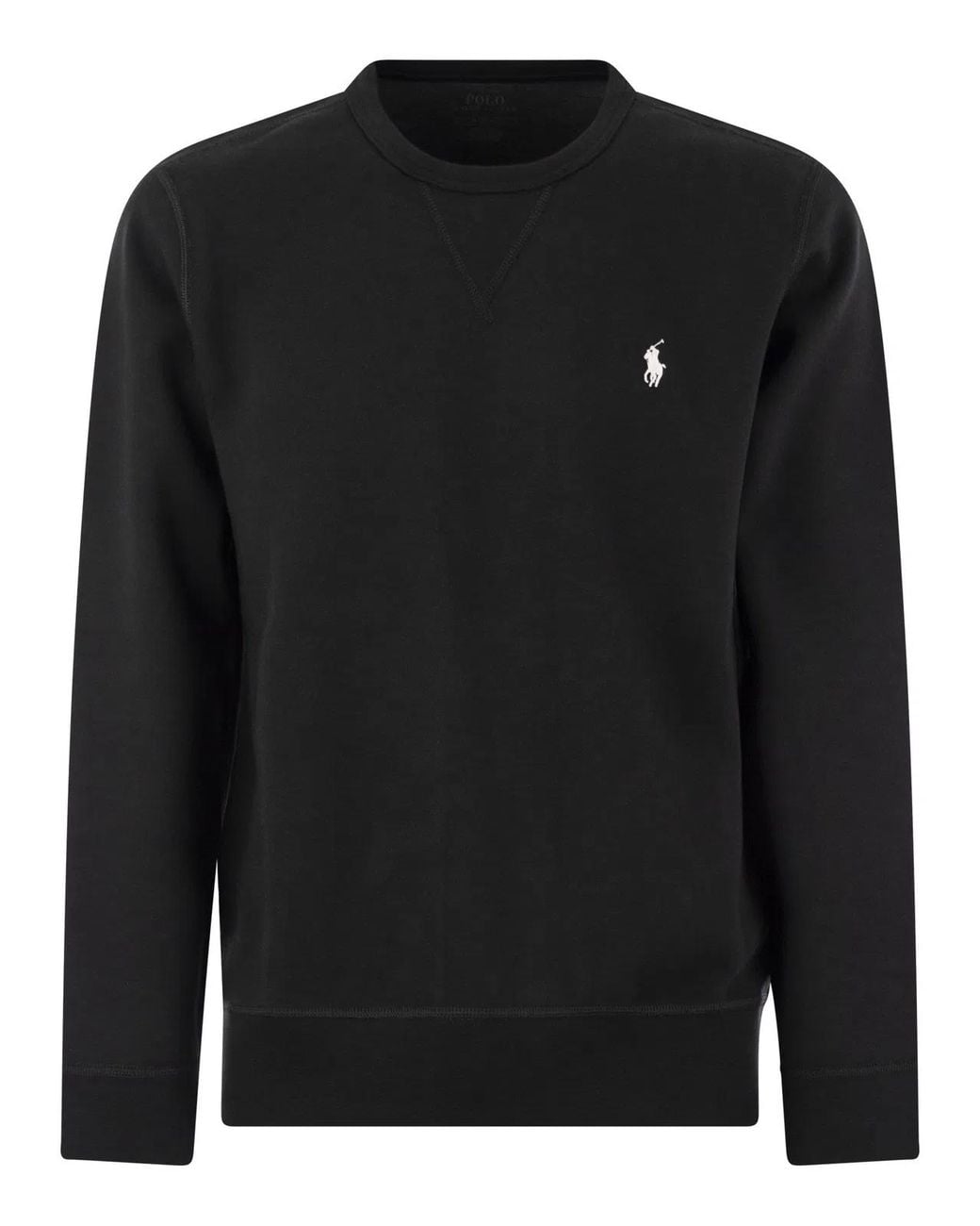 Polo Ralph Lauren Black Double Knit Crew Neck Sweatshirt for men
