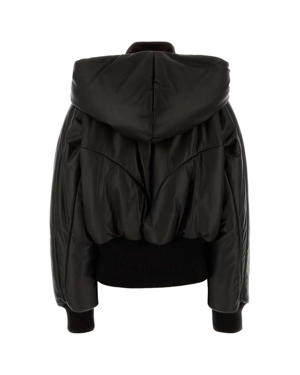 The Attico Black Chocolate Leather Bomber Jacket