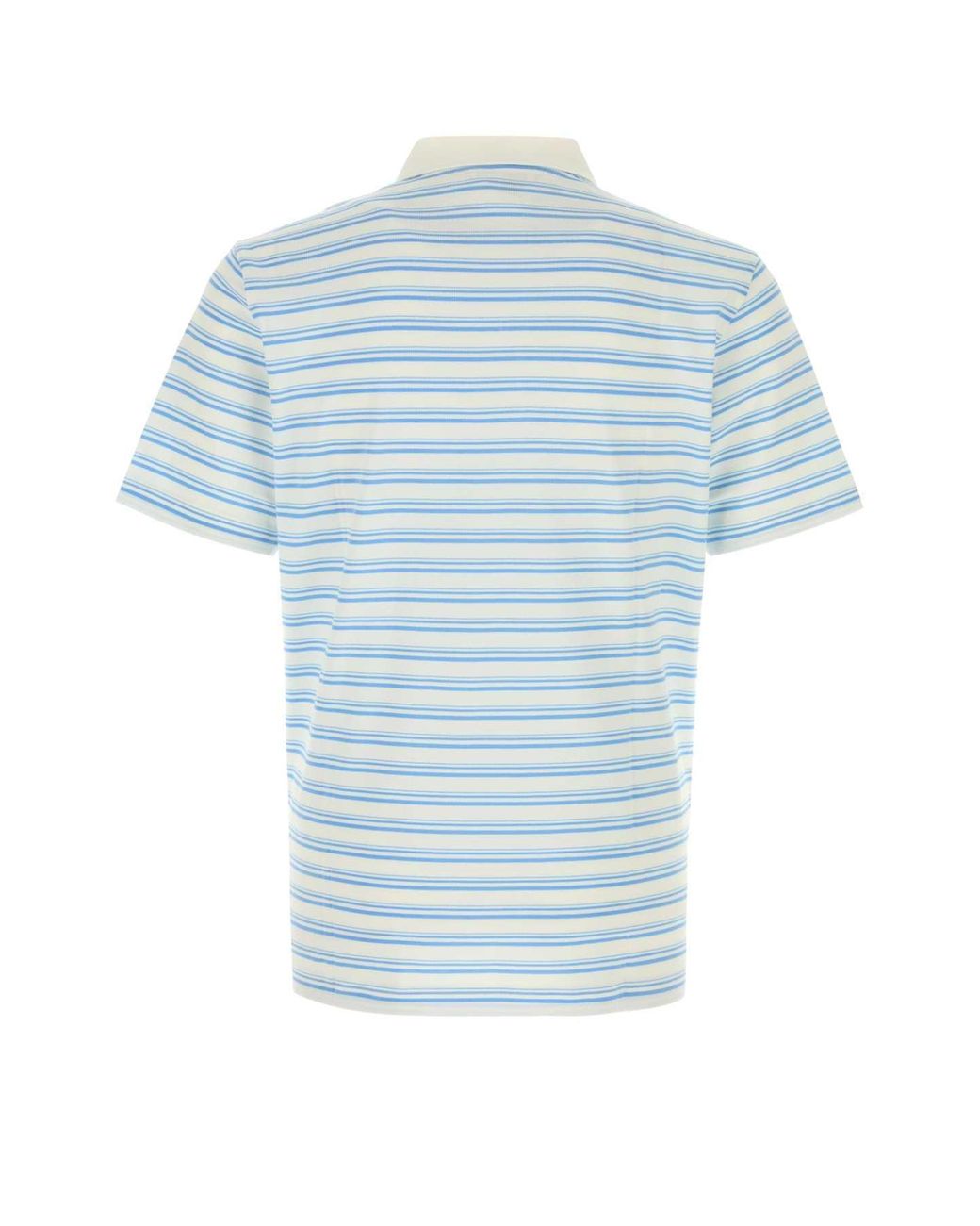 Prada Blue Embroidered Piquet Polo Shirt for men