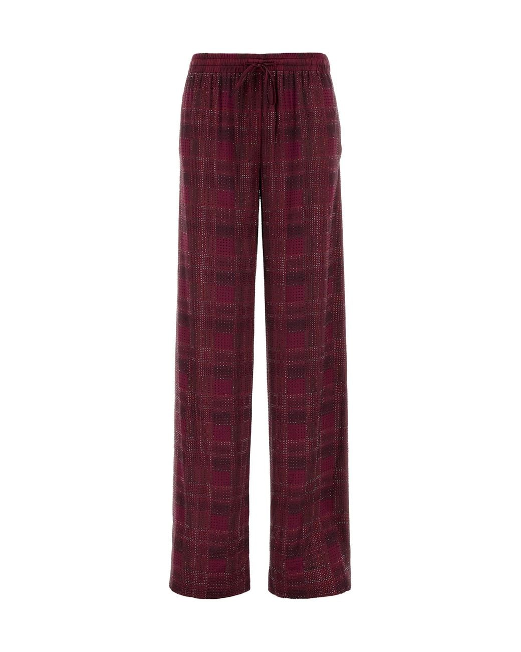 Ermanno Scervino Purple Relaxed Tailoring Check Satin Pants