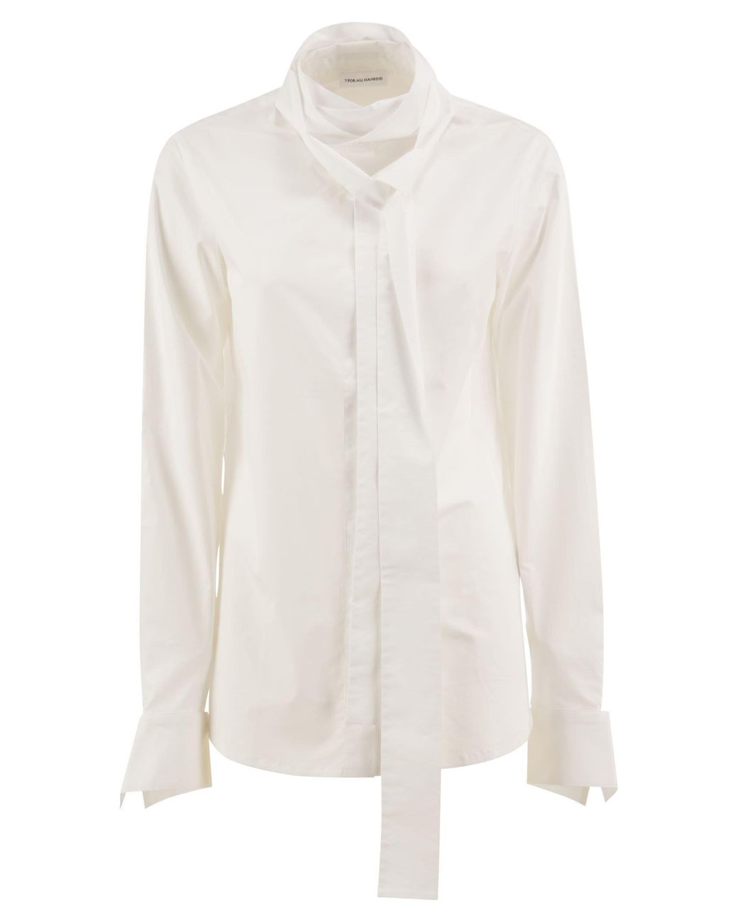 7 For All Mankind White Cotton Shirt With Tie-Neck Detail