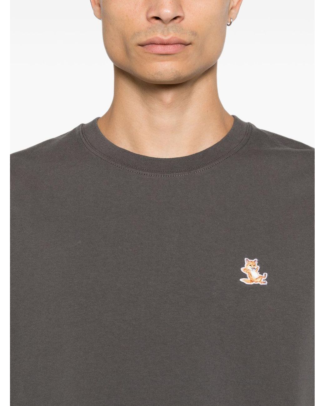 Maison Kitsuné Gray Maison Kitsuné Chillax Fox Cotton T-Shirt for men