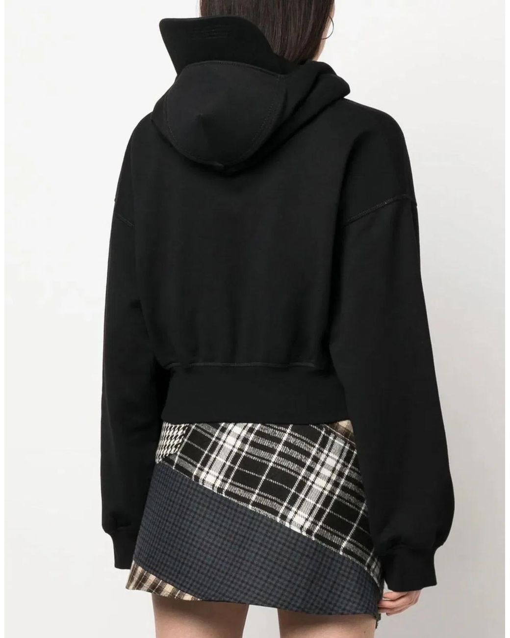 DSquared² Black Cropped Hoodie With Attached Cap