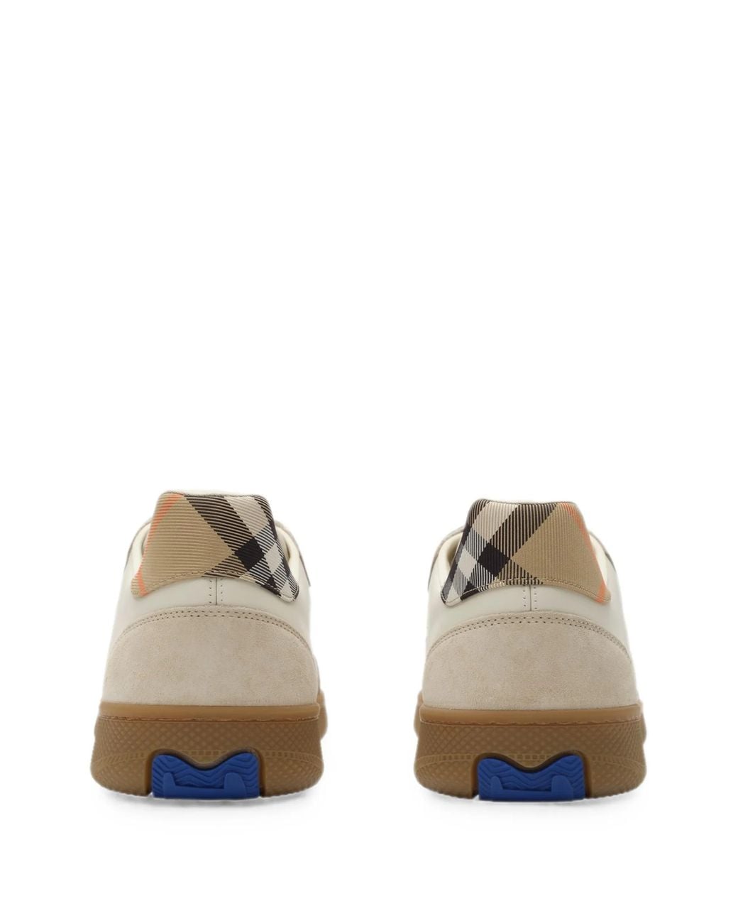 Burberry White Terrace Leather And Check Sneakers for men