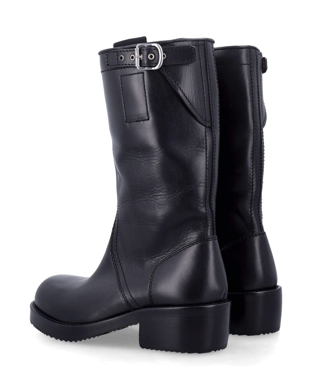 Dries Van Noten Blue Leather Buckle Ankle Boots for men