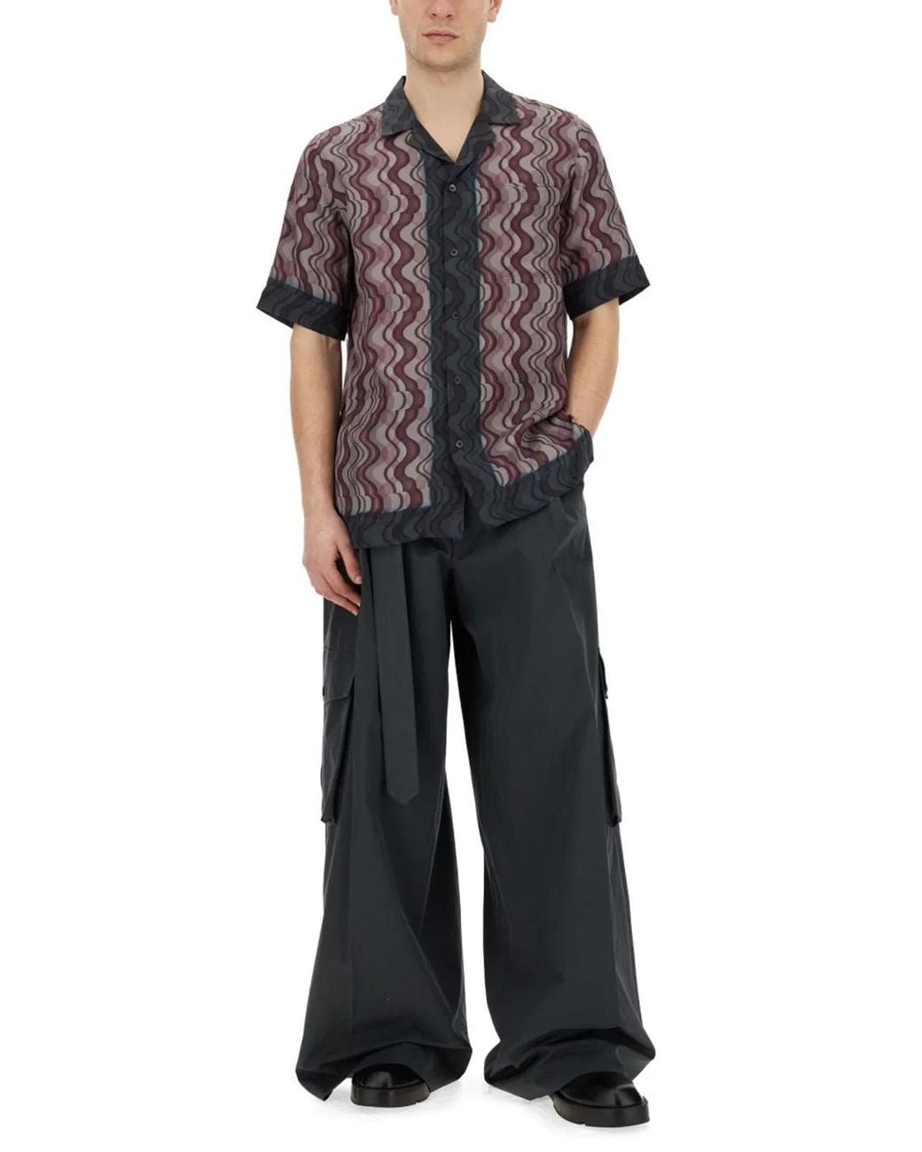 Dries Van Noten Black Printed Twill Shirt for men