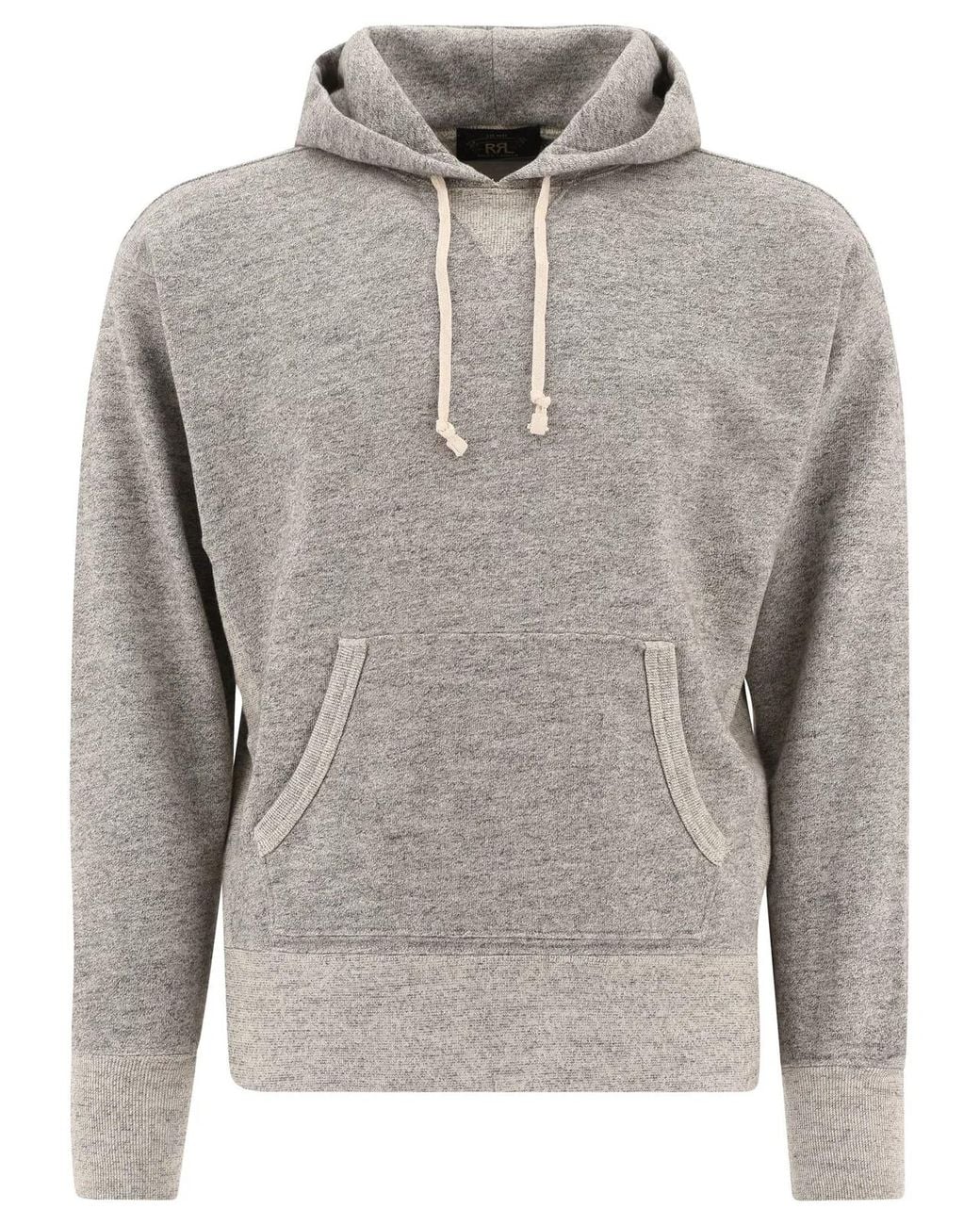 RRL Gray "Popover" Hoodie for men