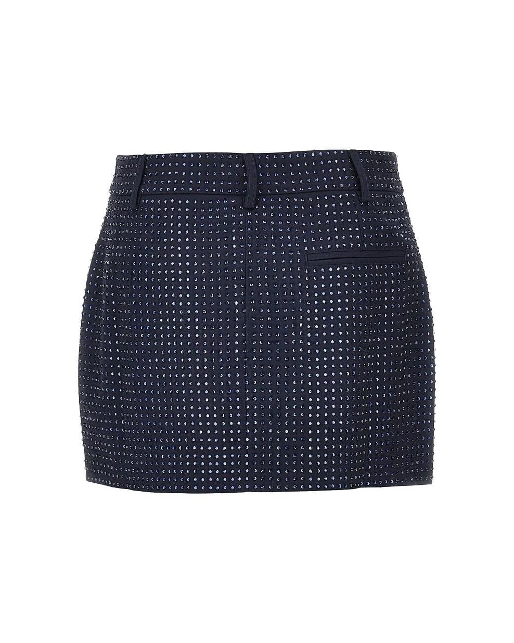 Pinko Blue Gabardine Mini Skirt With Rhinestones