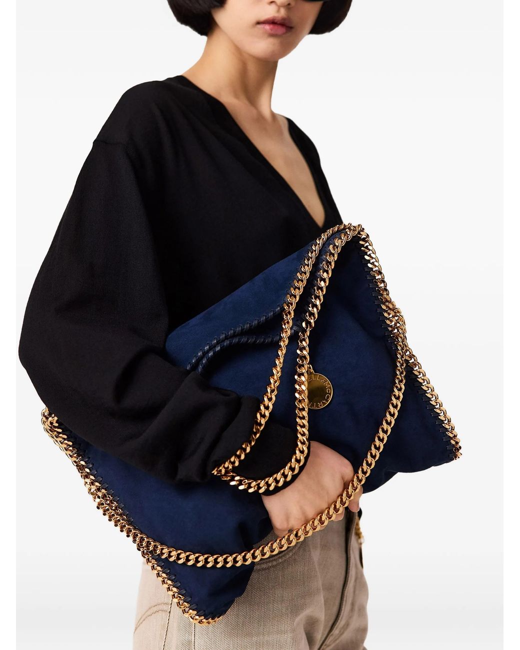 Stella McCartney Blue Falabella Fold-Over Tote Bag