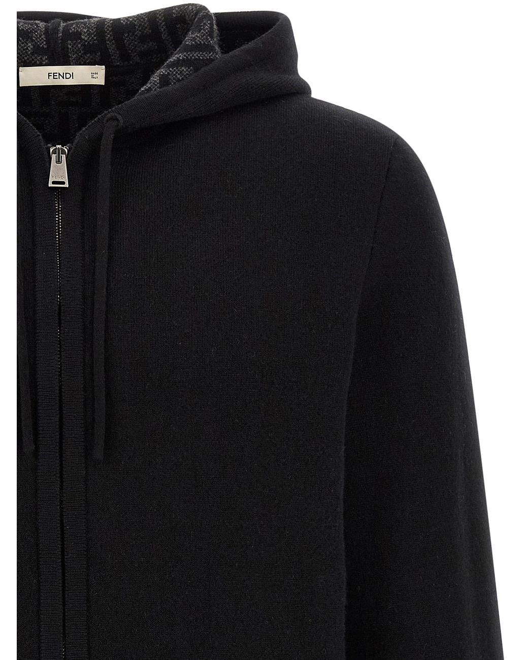 Fendi Black Cashmere Hoodie for men