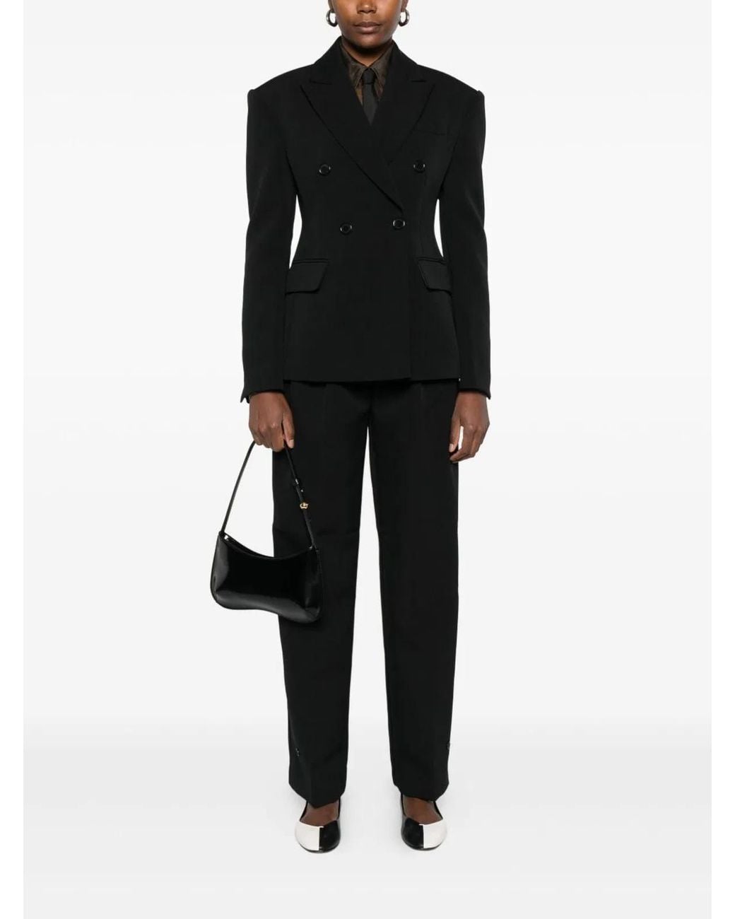 Frankie Shop Black Doyer Double-Breasted Blazer Jacket