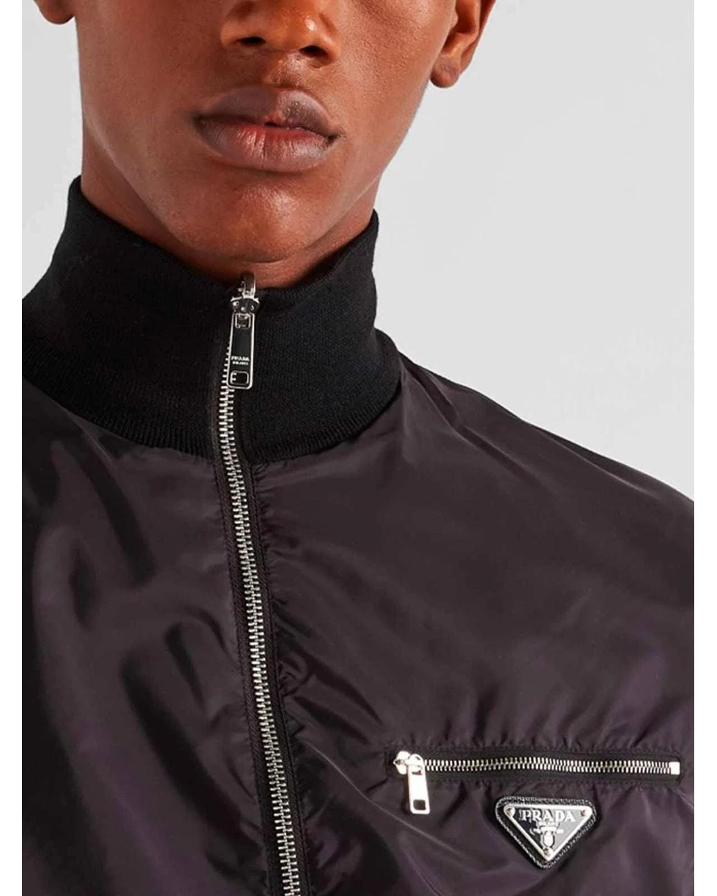 Prada Black Reversible Wool And Re-Nylon Jacket for men