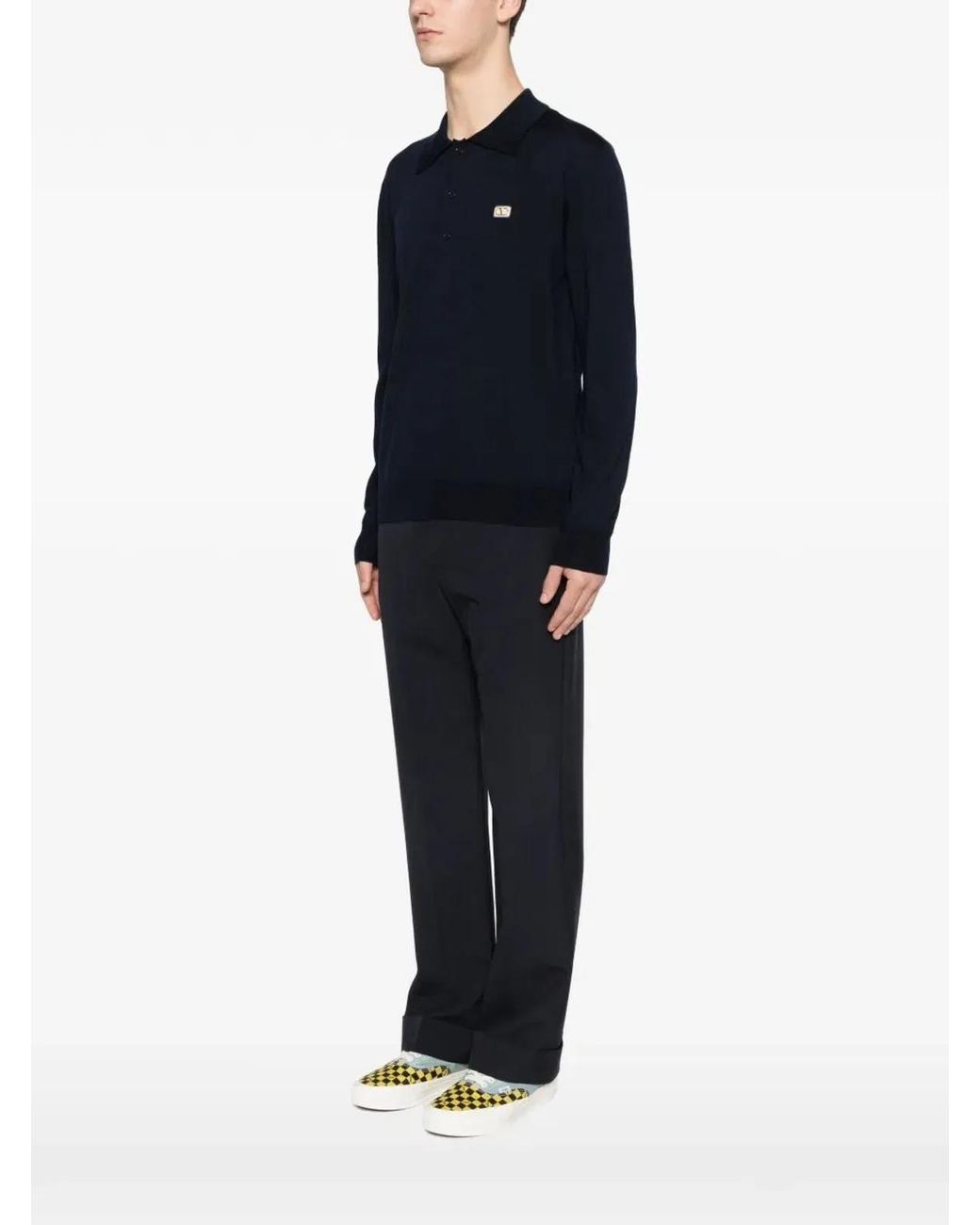 Valentino Garavani Black Polo Shirt With Vlogo Patch for men
