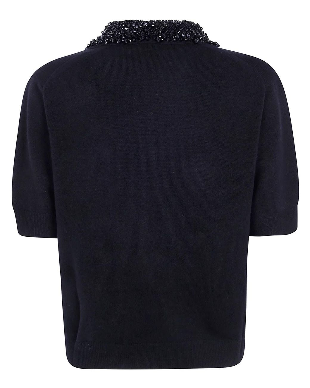 Semicouture Blue "Margy" Short Sleeves Polo Neck