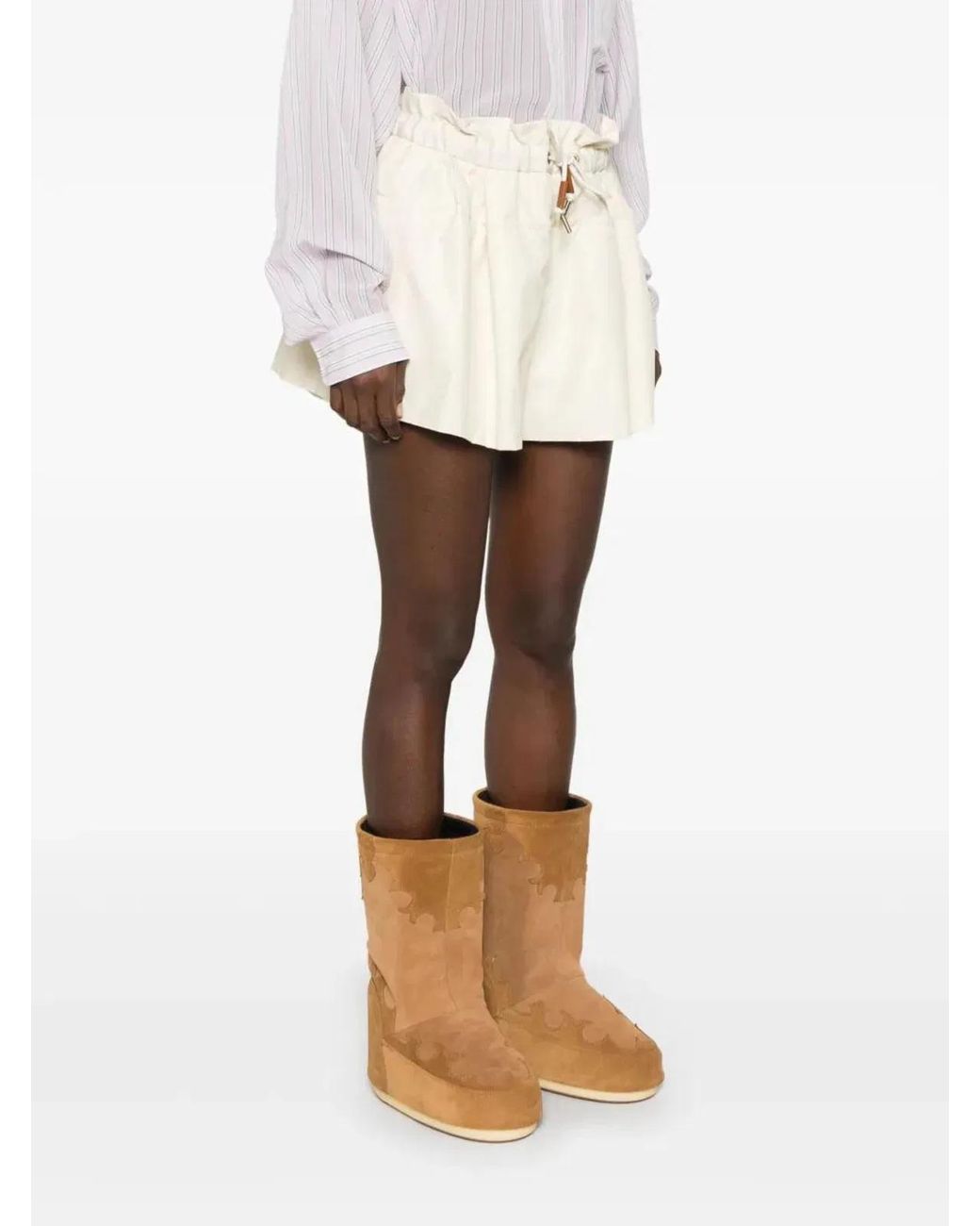 Moncler Natural Shorts With Layered Design And Drawstring On The Front