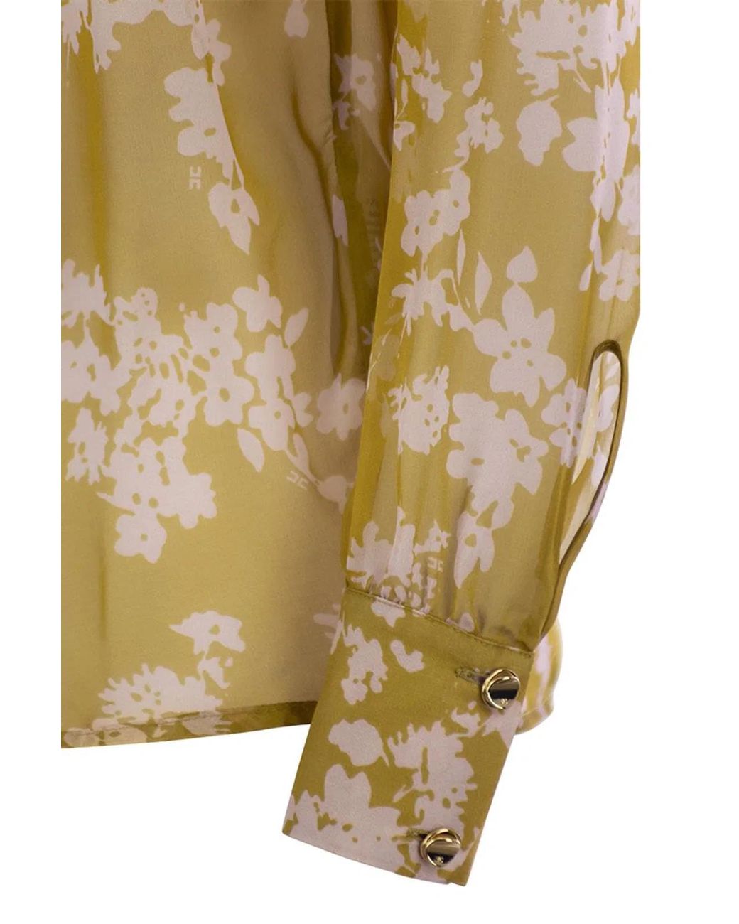 Elisabetta Franchi Metallic Printed Silk Voile Blouse Shirt