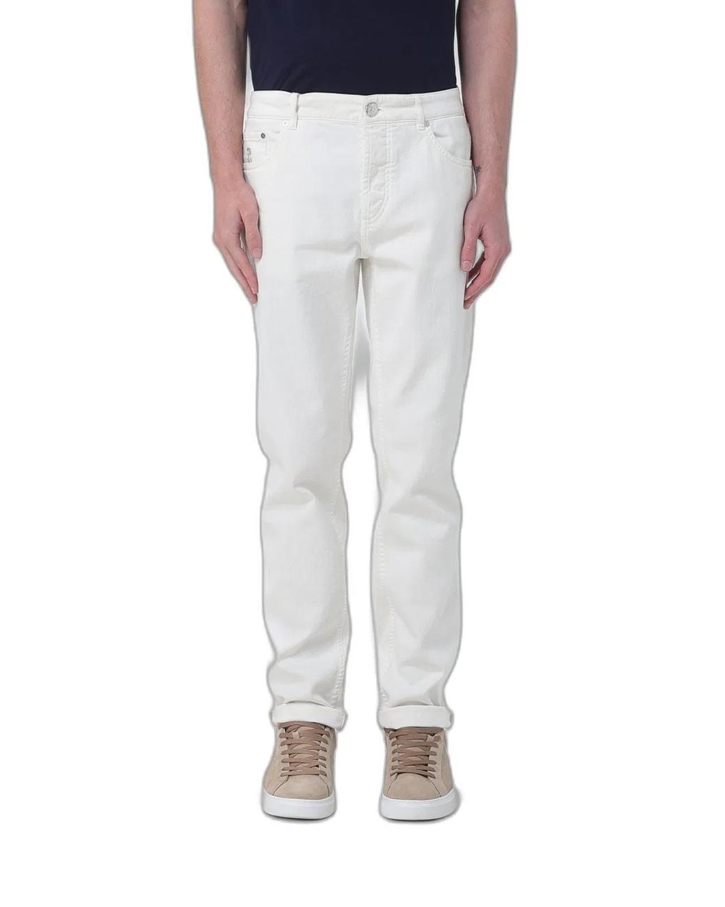 Brunello Cucinelli Blue Comfort Denim Trousers for men