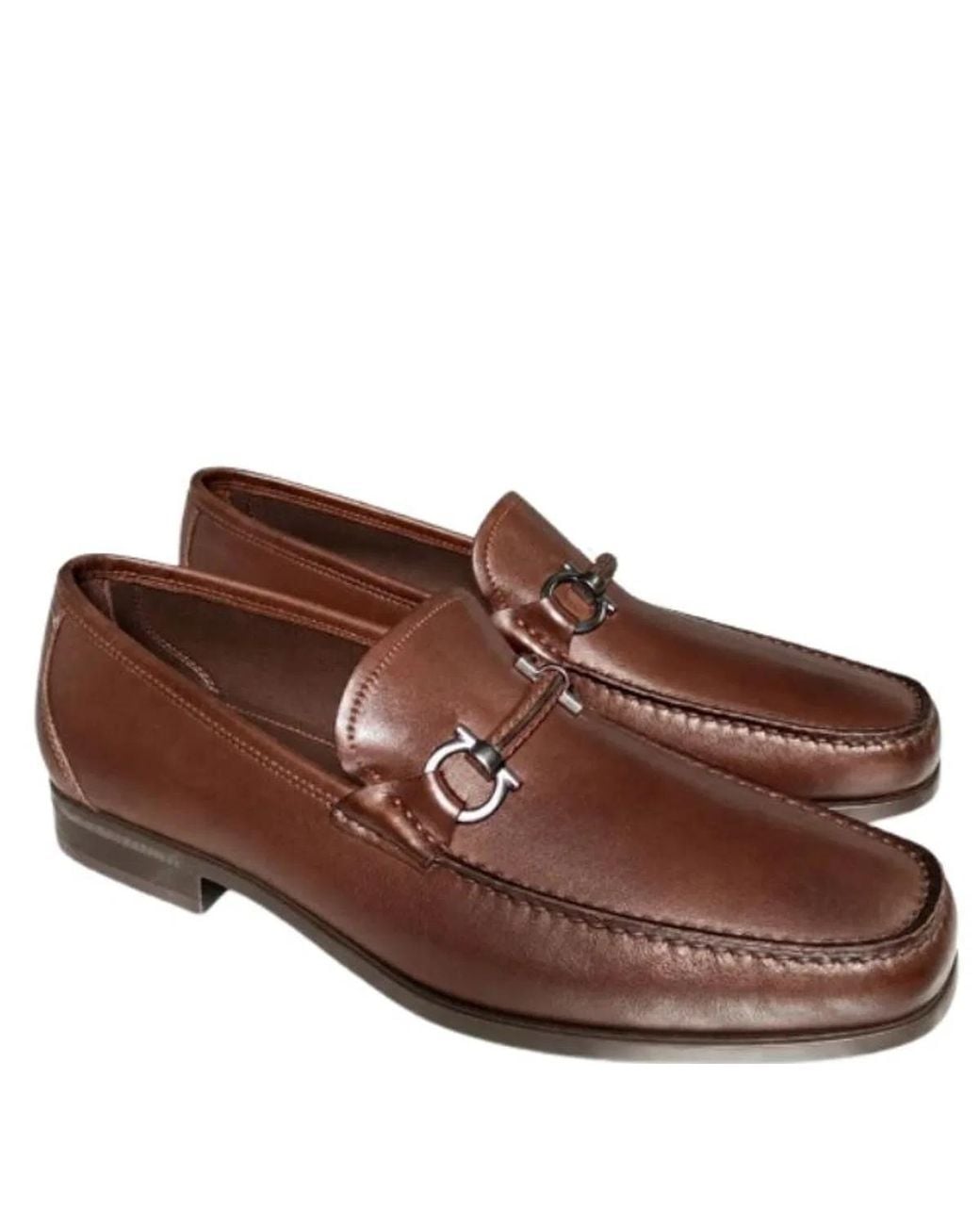 Ferragamo Brown Leather Flat Shoes for men
