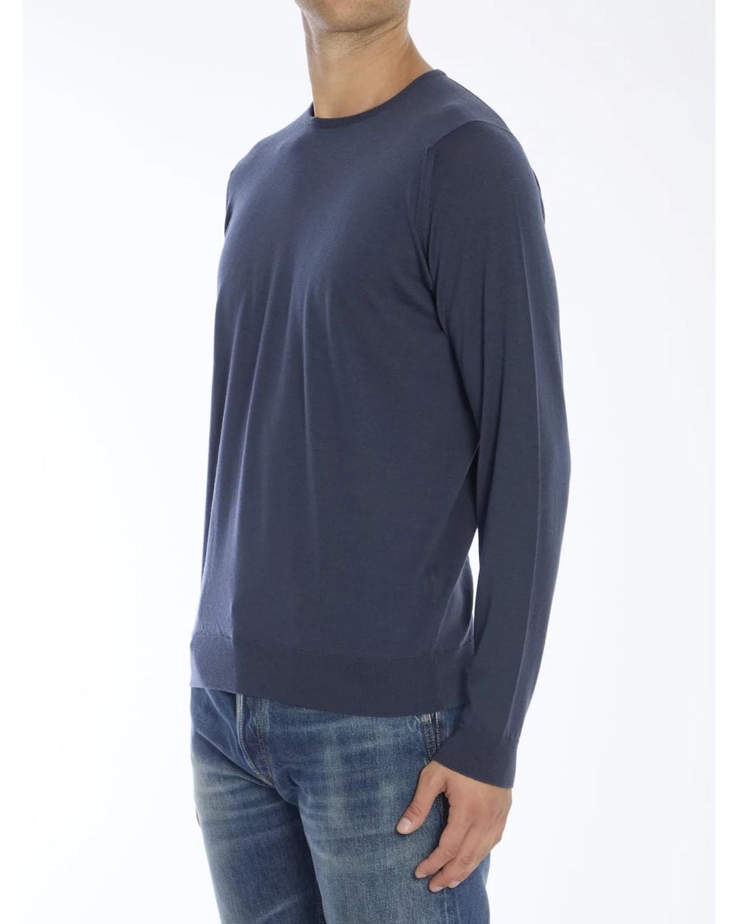 John Smedley Blue Lundy Pullover for men