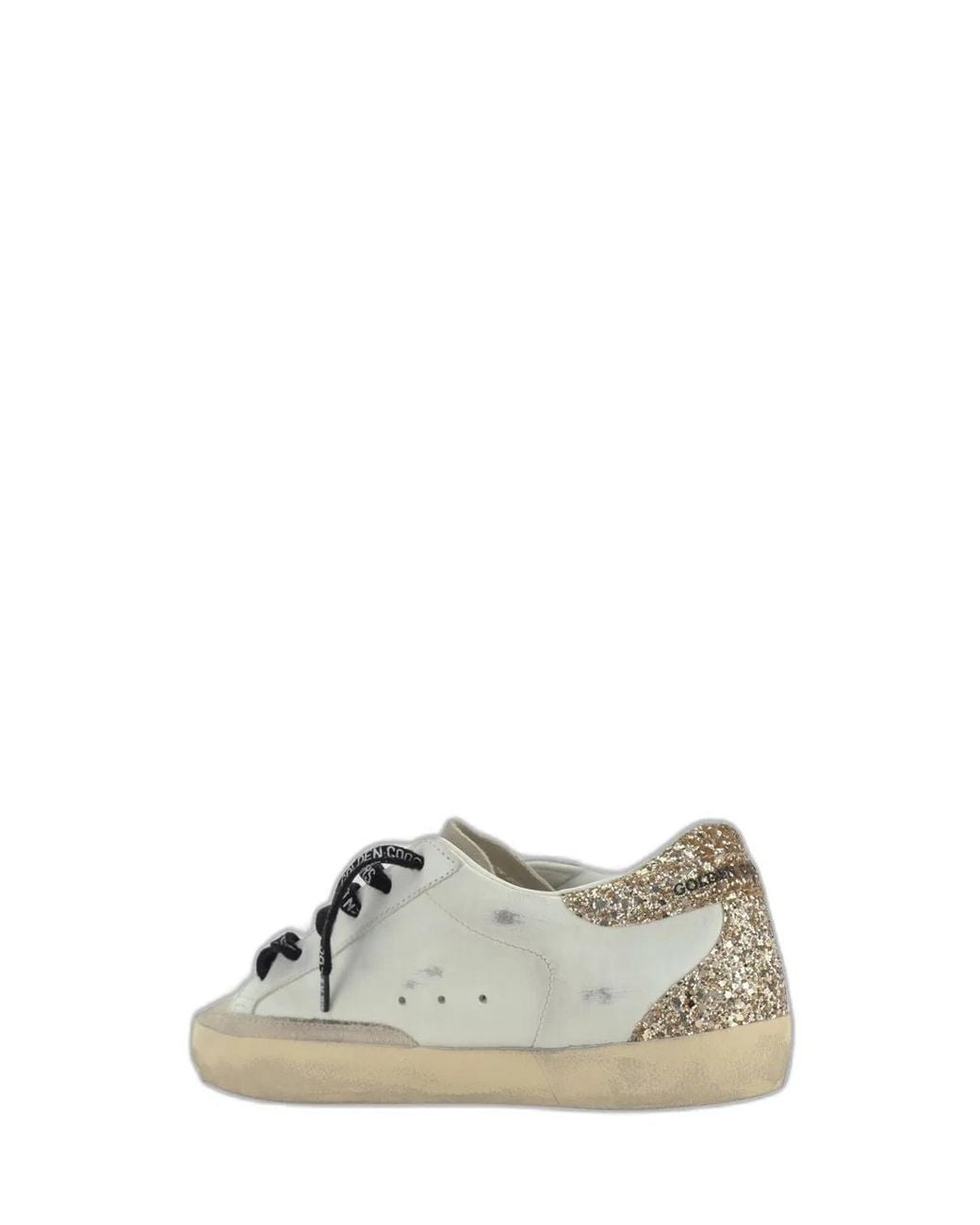 Golden Goose Deluxe Brand Black Super-Star Leather Upper Glitter St