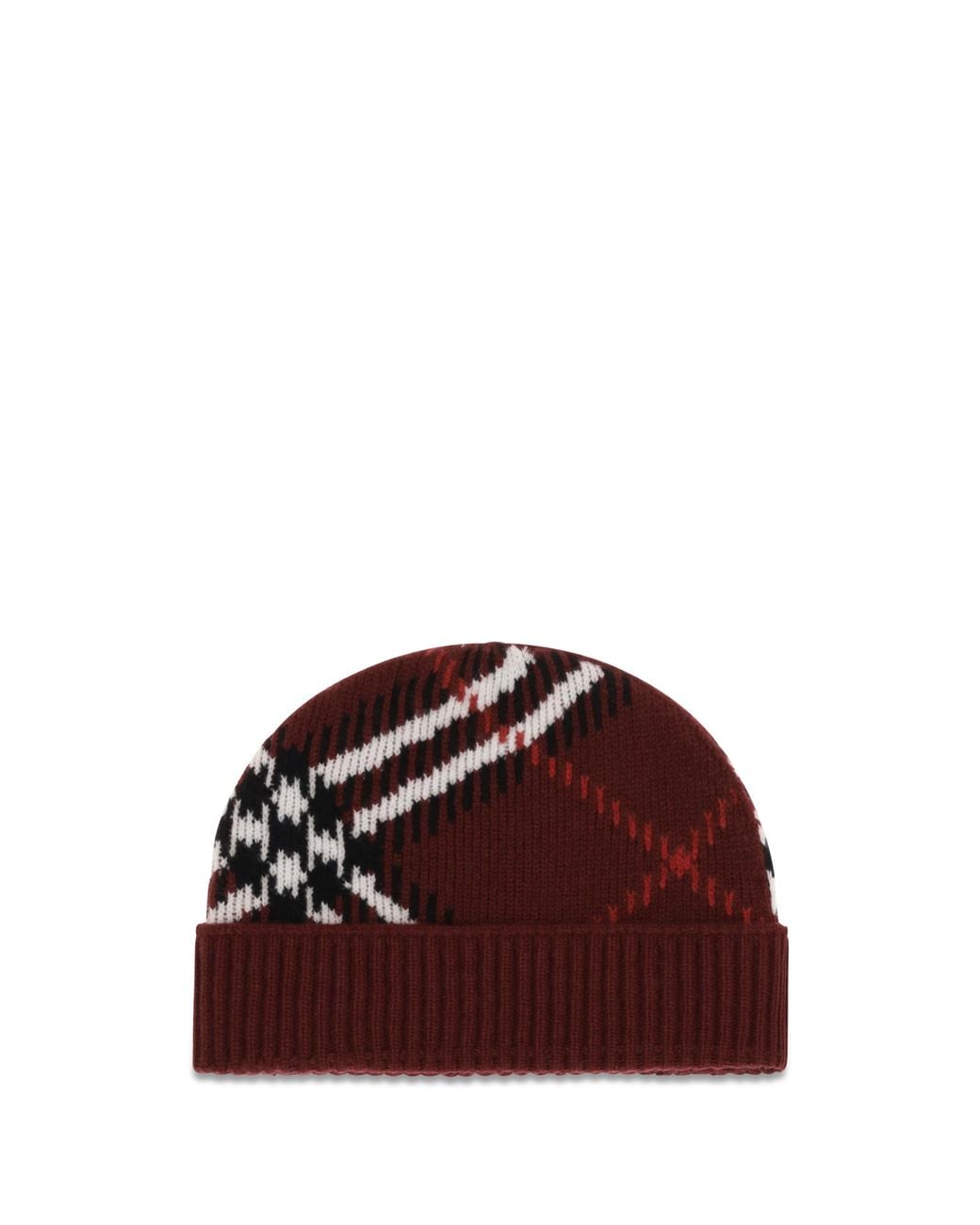 Burberry Red Cashmere Check Beanie