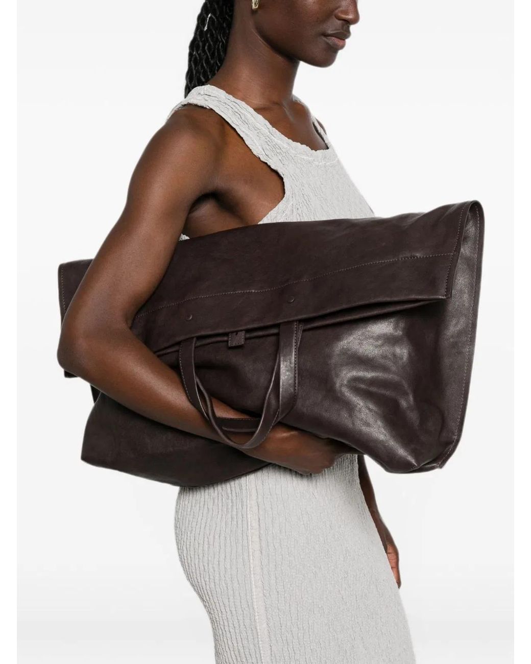 Lihann George Black Matti Leather Tote Bag