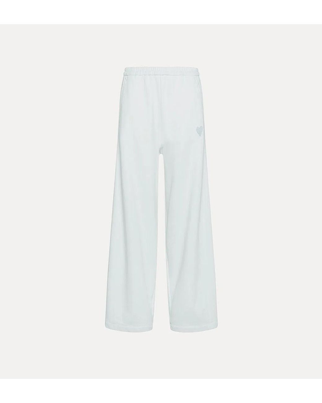 Forte_forte White Diagonal Cotton Fleece Twisted Pant