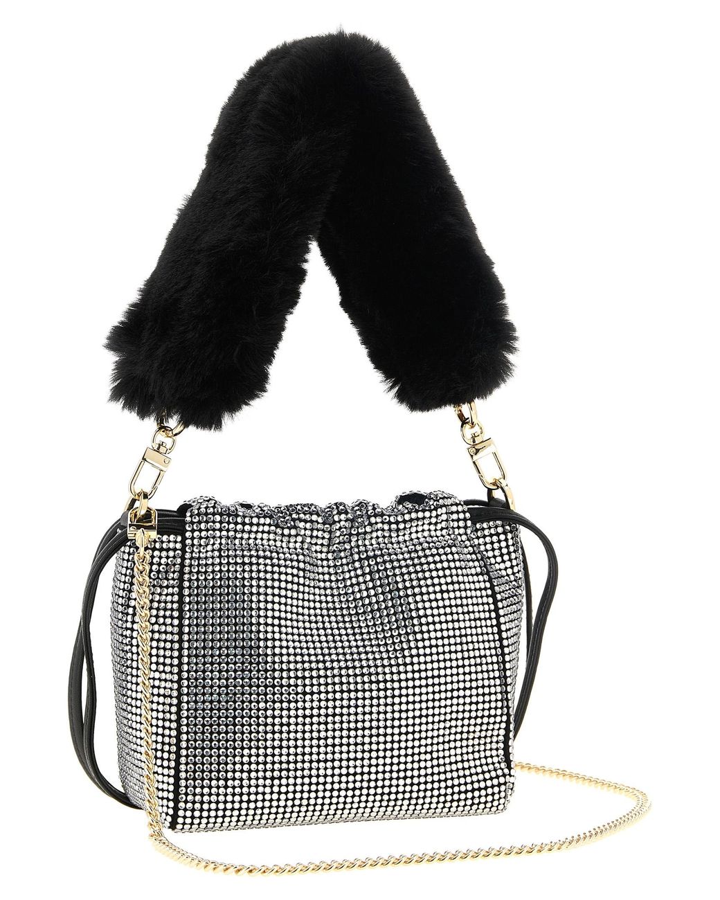 Pinko Gray Rhinestone Bucket Bag