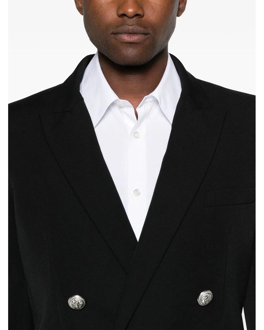 Balmain Black Wool Fitted Collection Blazer for men