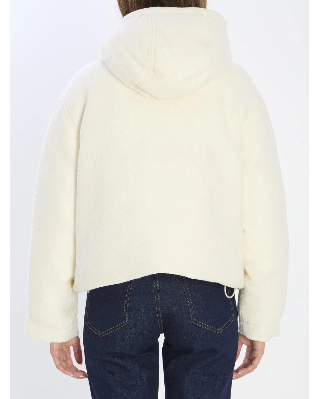 Gucci White Wool-Blend Bomber Jacke