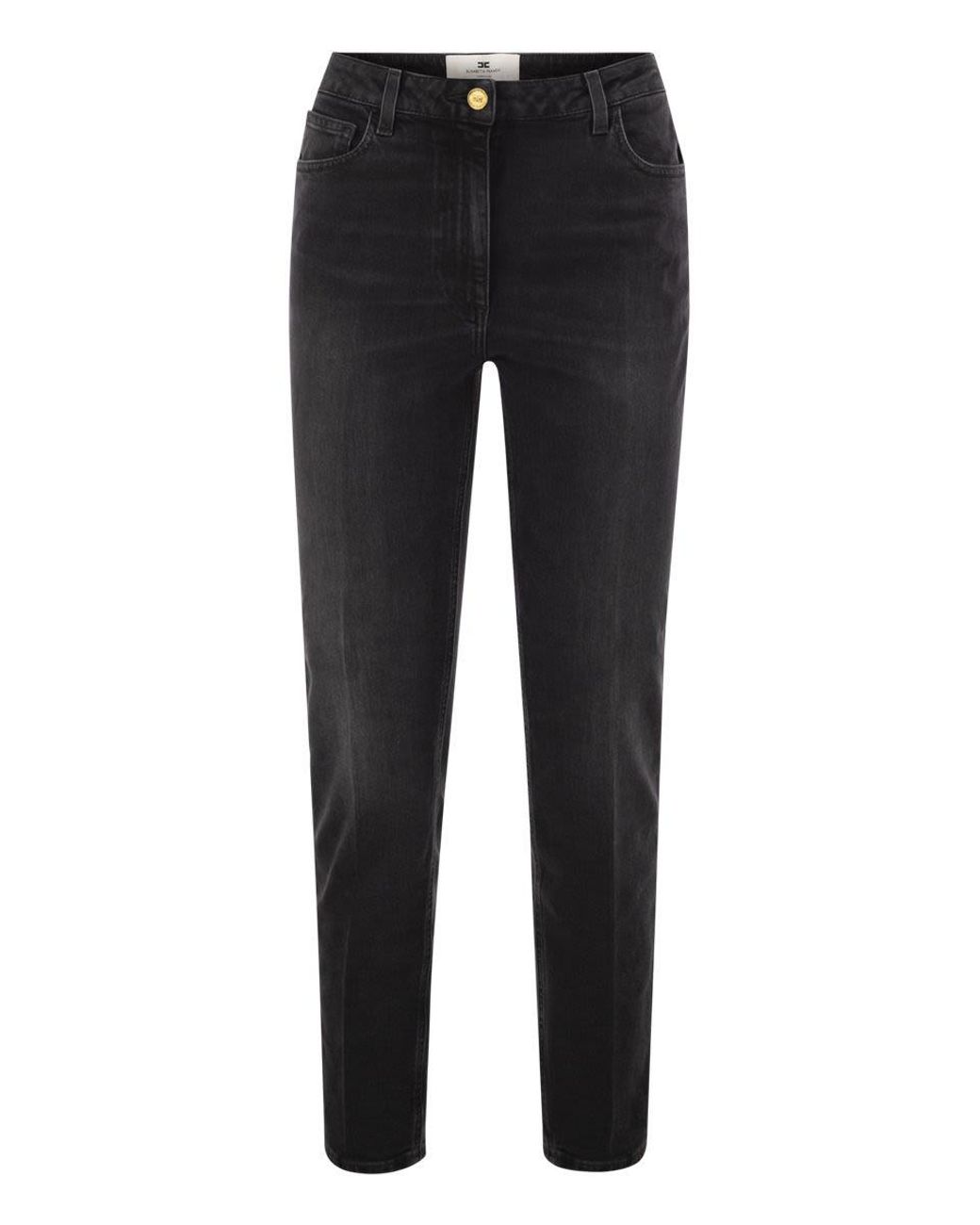 Elisabetta Franchi Black High-Waisted Slim-Fit Jeans